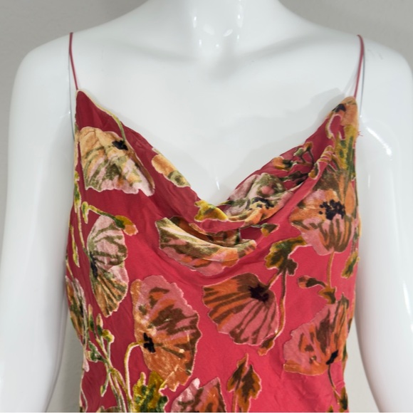 Betsey Johnson Y2K Coquette Silk Blend Velvety Floral Cowl Dress Beaded Hem Sz12 - Picture 6 of 15